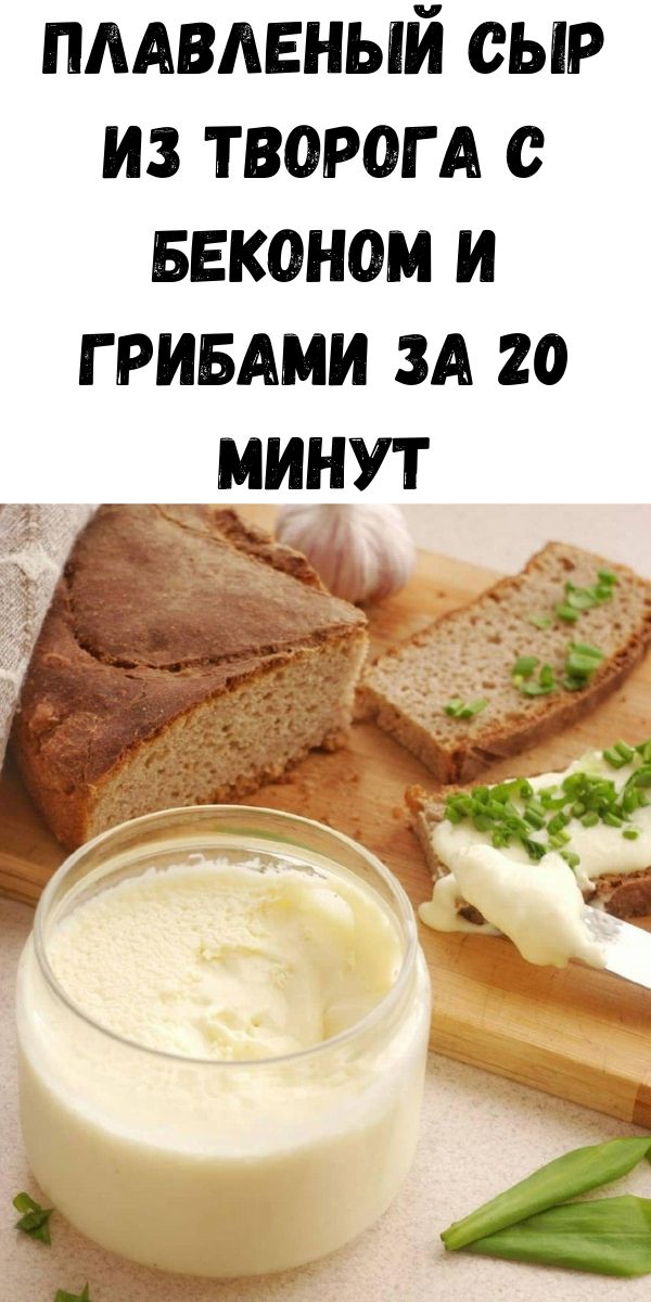 Плавленый сыр из творога с беконом и грибами за 20 минут