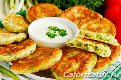 Оладьи на кефире с зеленым луком Оладьи на кефире с зеленым луком