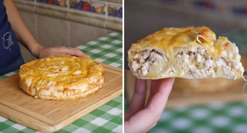 Шикарный мясной пирог наспех: никакой возни с тестом — его просто нет Шикарный мясной пирог наспех: никакой возни с тестом — его просто нет