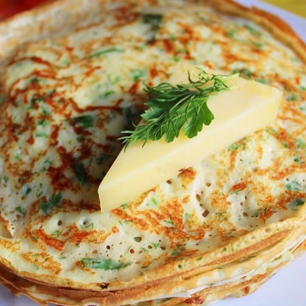 Сырные блины с зеленью