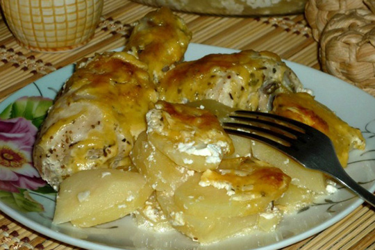 Куриные ножки с картофелем в духовке