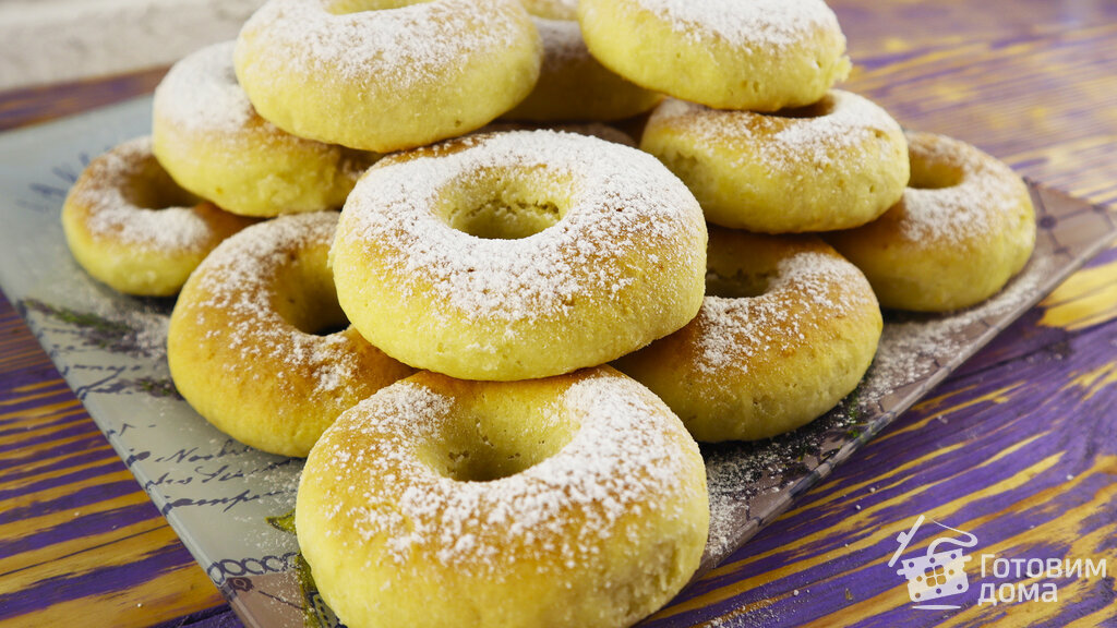 Пышные и вкусные творожные пончики без масла и дрожжей. Готовим в духовке.