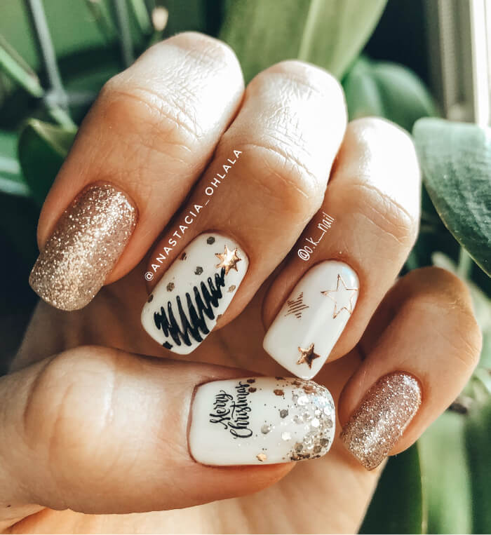 Маникюр на Новый Год 2020-2021 идеи дизайна ноготков к празднику
