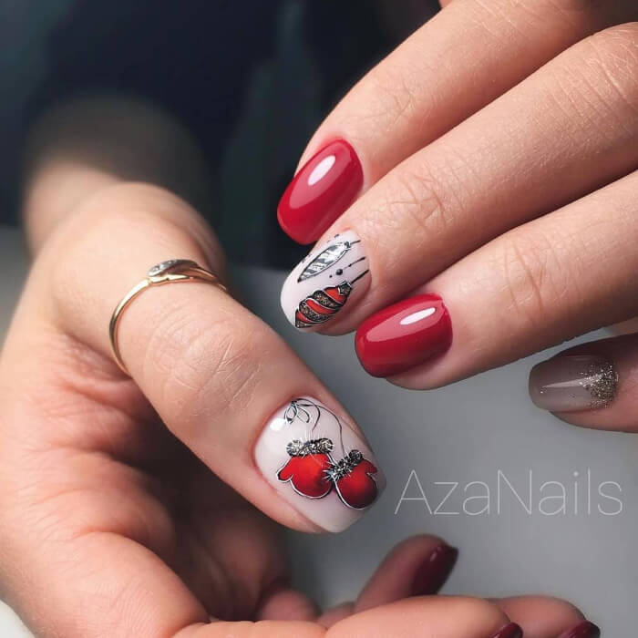 Маникюр на Новый Год 2020-2021 идеи дизайна ноготков к празднику